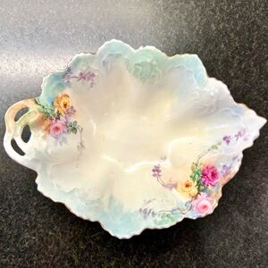 Antique MZ Austria Hand Painted Porcelain Reticulated Bowl